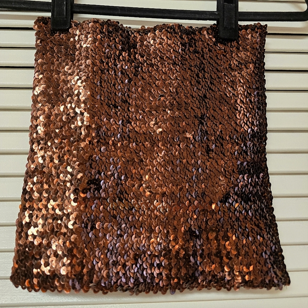 Vintage Brown Stretch Sequin Tube Top